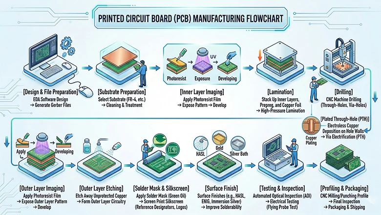 What is PCB Fabrication Process: PCB Design and Fabrication Processes