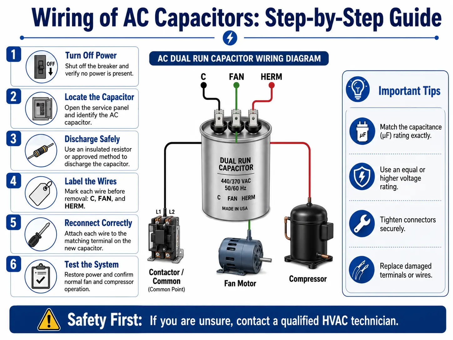 Wiring of AC Capacitors