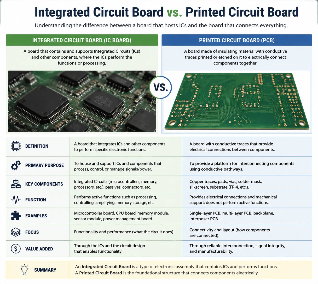 Integrated Circuit Board vs. Printed Circuit Board